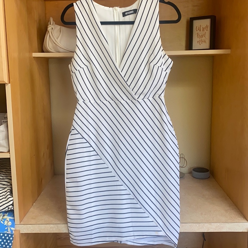Black and white striped dress